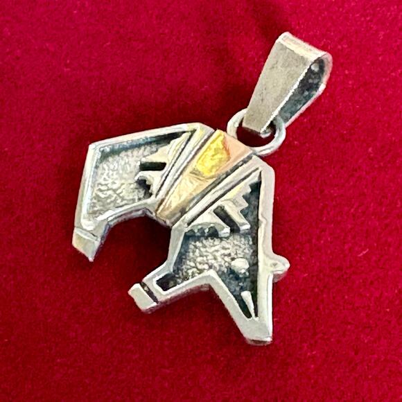 Vintage Navajo Sterling Silver Bear Pendant 14K Gold Accent Native American - Picture 3 of 13